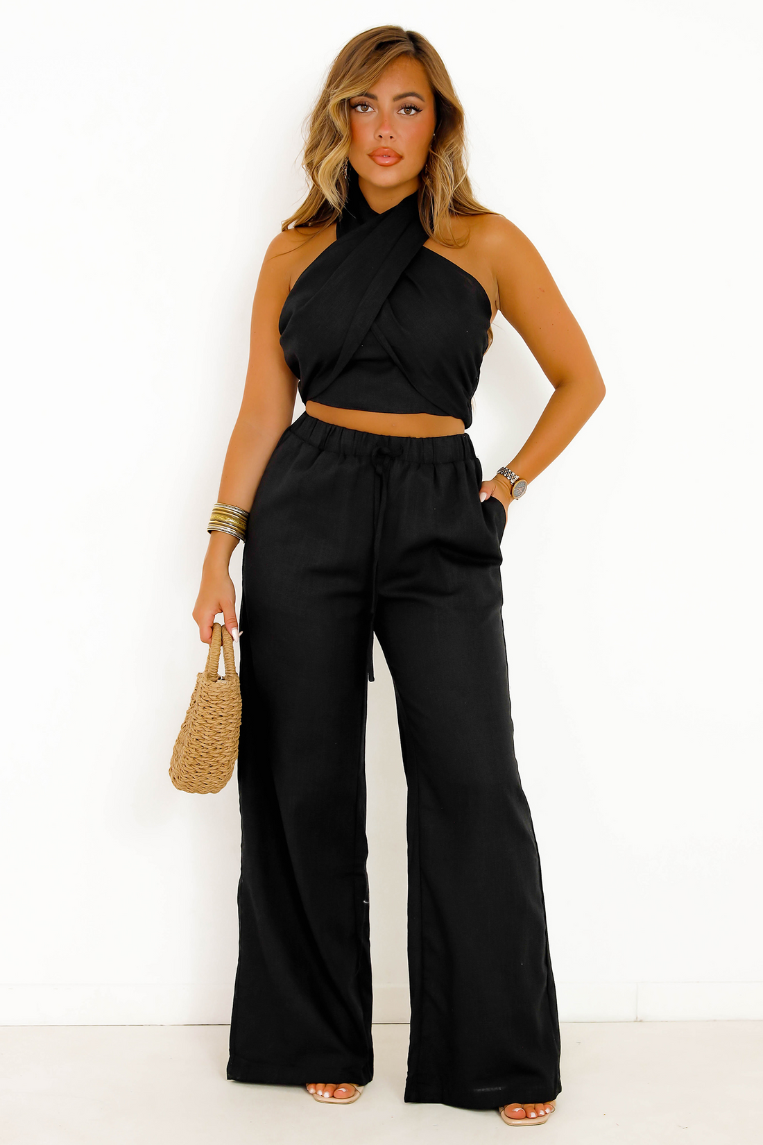 Ensemble Top Col Croisé + Pantalon